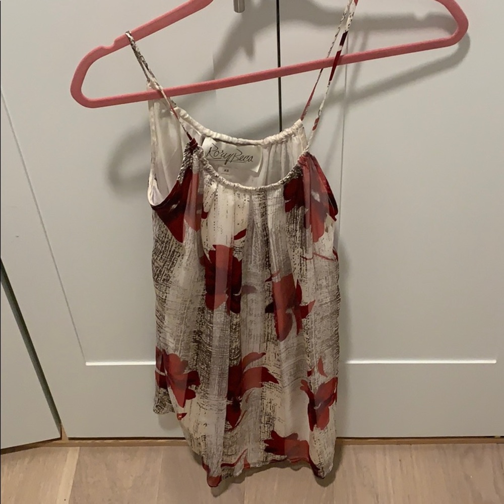 Rory Becca silk floral dress, cream and red, Xs